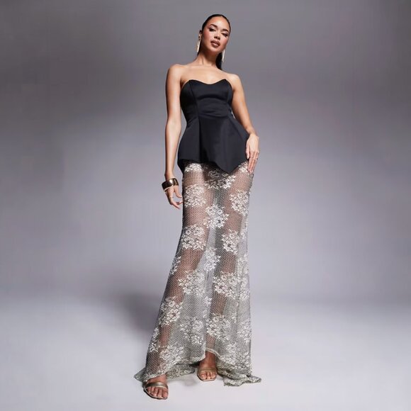 ASOS Dresses & Skirts - ASOS DESIGN premium molded dress, lace maxi skirt, black scuba-style fabric